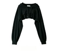 YIMAISZQ Hoodie Felpa A Cappuccio Femminile personalità Irregolare Coltura Stile Ultra Breve Manica Lunga Superiore Goccia Spedizione Y2k Vestiti-nero-j1-l