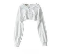 YIMAISZQ Hoodie Felpa A Cappuccio Femminile personalità Irregolare Coltura Stile Ultra Breve Manica Lunga Superiore Goccia Spedizione Y2k Vestiti-Bianco-m