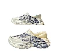 YIMAISZQ Pantofole Cotton Slippers Men Casual Shoe Non-Slip Outdoor Warm Shock-Absorbing Slip-on Sandals-Beige Blu-44