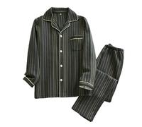 YIMAISZQ Pigiama Autunno E Coppia Invernale Pigiami Pantaloni A Maniche Lunghe in Due Pezzi Air Inspessimento del Cotone da Uomo Donna-Grigio Scuro (Uomini)-l