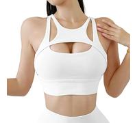 YIMAISZQ Reggiseno Sportivo Donna Push Up Sports Bra per Le Donne Sexy Cavi con Tazze Rimovibili Allenamento di Yoga Supporto Medio-Bianco-s