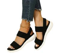 YIMAISZQ Sandali Donna estive A Cuneo in Stoffa Elastica da su Piedi Leggeri Donne più Taglie Comode Scarpe Estive-nero-36