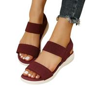 YIMAISZQ Sandali Donna estive A Cuneo in Stoffa Elastica da su Piedi Leggeri Donne più Taglie Comode Scarpe Estive-Vino Rosso-38