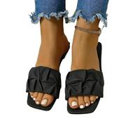 YIMAISZQ Sandali Donna estive Pantofole per Donne Infradito Piatti Piastrine Coreane Slittamento Verde su Scarpe più Dimensioni 35-42-nero-38