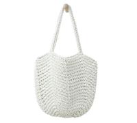 YIMAISZQBorsa Paglia Summer Beach Borse per Donne Fatte A Mano in Corda di Cotone Vacanza Tracolla Intrecciata Grande-Bianco