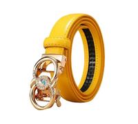 YIMAIWLX cintura donna Cinture Da Donna Abito Di Lusso In Pelle Cinghia Di Fibbia Automatica In Pelle Automatica-c-giallo-110 Cm