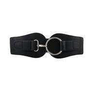 YIMAIWLX Cintura Donna Donna Ampia Cintura Elastica Vintage Fibbia in Pelle Larga Moda Wild Pin Fibbia Cintura da Donna Cintura di Tenuta in Vita-Nero