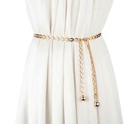 YIMAIWLX Cintura Donna Donne Cinture di Moda retrò Cinghia A Catena Svuotata Intagliata per Donne Eleganti Metallo Rotondo Cintura da Donna-Oro