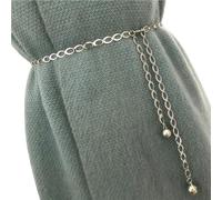 YIMAIWLX Cintura Donna Donne Cinture di Moda retrò Cinghia A Catena Svuotata Intagliata per Donne Eleganti Metallo Rotondo Cintura da Donna-Argento