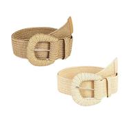 YIMAIWLX cintura donna Retro Donne Estate Pin Fibbia Cinture Moda Femminile Intrecciate Wide Belts Designer Tessuto Elastic Girls Waistband-2pcs-b-100cm