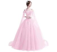 YIMAIWLX Vestito Abiti da Sposa Applicato in Pizzo Femminile Abiti da Sposa 3 4 Maniche-Rosa-XL