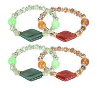 yiMANtrading 2 braccialetti elastici in, braccialetti semplici e alla moda con perline per donne, braccialetti con ciondoli nei colori verde e caffè con cordino elasticizzato per