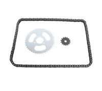 yiMANtrading Kit pignoni per catena T8F, pignone anteriore in acciaio da 14 denti e pignone posteriore a 3 fori da 44 denti, con catena da 120 maglie, ideale per motociclette mini fai-da-te,