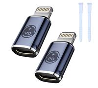 YIMATEECO Adattatore da USB C a Lightning, da USB-C femmina a Lightning maschio, supporta la ricarica rapida PD da 27 W, adatto per iPhone 14/13/12/iPad, non adatto per OTG (azzurro, 2 scatole)