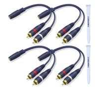 YIMATEECO Cavo da 3,5 mm a RCA Y, Cavo splitter RCA da 15 cm C-avo AV da 1 femmina a 2 maschio R-CA C-avo di prolunga per Subwoofer, Altoparlante, AMP, Giradischi, Ricevitore(C-avo da 3,5mm, 4 pezzi)