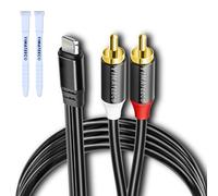 YIMATEECO Cavo da Lightning a RCA [certificato MFi], adattatore RCA a iOS 2RCA cavo audio stereo Aux Y splitter cavo adattatore per amplificatore Hi-Fi, compatibile con iPhone iOS (1M Lightning a 2RCA