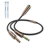 YIMATEECO CavoAdattatore Sdoppiatore Cuffie Microfono 2 in 1 Jack 3,5mm Femmina a 2 Maschi, Splitter Jack da 3,5mm Separati per Notebook/PC/Cuffie (1m, Marrone)