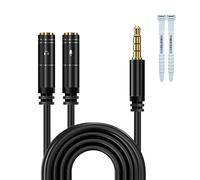 YIMATEECO Splitter per cuffie, splitter audio da 3,5 mm, cavo di prolunga audio stereo AUX maschio a femmina, adattatore per cuffie per cuffie da gioco per laptop (1 m, maschio a 2 femmina, nero)