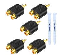 YIMATEECO Splitter RCA, accoppiatore adattatore RCA Y da 5 pezzi Adattatore AV da 1 RCA maschio a 2 RCA femmina RCA accoppiatore per subwoofer, altoparlanti, TV, lettore CD/DVD (5 pezzi)