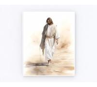 Yimesoy Acquerello Gesù Che Cammina Sulle Acque Poster Gesù Che Ride Immagine, Pittura Su Tela Christian Wall Art Cristo Embracehome Decor A28 50X70Cm Senza Telaio