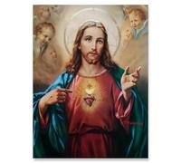YIMESOY Gesù Cristo Credenza Religiosa Sacro Cuore Poster Pittura Su Tela Immagini Di Arte Della Parete Vintage Per Camera Chiesa Decorazione Della Casa A6 21X30Cm Senza Telaio