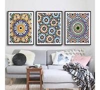 Yimesoy Piastrelle Marocchine Motivo Geometrico 3 Pezzi Poster E Stampe Decorazioni da Parete Regalo di Viaggio Marocchino Immagine da Parete Pittura su Tela Decorazioni per La Casa 20"X28"X3Pcs