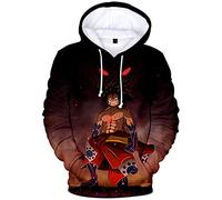 YIMIAO Unisex Anime One Piece Felpa con Cappuccio 3D Stampata Animation Cosplay Sweatshirt Adatto a Ragazzi e Ragazze Luffy Ace Pullover(M)