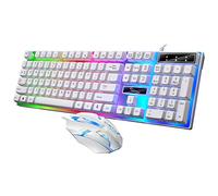 Yimidear Gaming Tastiera e Mouse da Gioco Illuminata Mouse e Tastiera USB con LED Controluce 104 Tasti Funziona per PC, Computer, Laptop, PS4, Xbox One (Bianca)