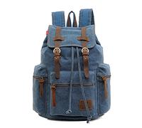 Yimidear Nuovo Zaino da Uomo o da Donna in Pelle d'Epoca Tela Zaino Trekking Viaggio Tote (Blue)
