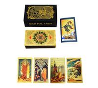 YIMINGOUFEI 78 carte dei tarocchi in lamina d'oro inglese con 36 pagine di guida a colori, in PVC impermeabile e antirughe, adatte a principianti e giocatori avanzati (Golden Lotus)