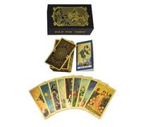 YIMINGOUFEI 78 pellicole dorate per tarocchi, carte dorate con 36 guide laterali, PVC, impermeabili e senza pieghe, per principianti, impermeabili e durevoli (motivo oro, oro)