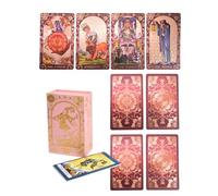 YIMINGOUFEI Mazzo di tarocchi in lamina d'oro rosso vino inglese, 78 carte + 2 carte da collezione, con 36 pagine di guida ai colori inglese, stampa olografica satinata in PVC, design impermeabile