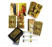 YIMINGOUFEI Mazzo di tarocchi Waite classico inglese in lamina d'oro, 78 fogli, con guida, design in PVC impermeabile, stile medievale