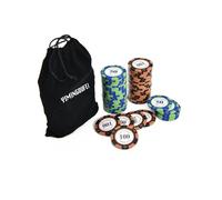 YIMINGOUFEI Poker Chip Refill Pack, contiene 50 chip di argilla per giochi casalinghi, 25 chip di ogni denominazione (50-100) + sacchetto di flanella nera