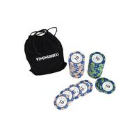 YIMINGOUFEI Set da 50 fiches in argilla con valori e borsa in flanella | 25 fiches per ciascun valore 10 e 50, ideali per completare set da poker e giochi da tavolo