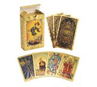 YIMINGOUFEI Tarocchi Bilingue Spagnolo-Inglese, 78 Carte in PVC | Dettagli dorati, guida di 28 pagine e testi bilingue per principianti, letture, studio e divinazione
