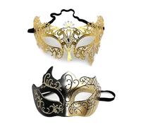 YIMINI 2 Pezzi Maschere Veneziana Nero, Maschera Mascherata Donna, Sexy Maschere Da Ballo Nere, Maschera Uomini Maschera, Adatto Per Uomini, Donne, Balli, Feste
