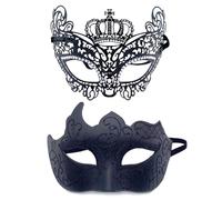 YIMINI 2 Pezzi Maschere Veneziana Nero, Maschera Mascherata Donna, Sexy Maschere Da Ballo Nere, Maschera Uomini Maschera, Adatto Per Uomini, Donne, Balli, Feste (I)