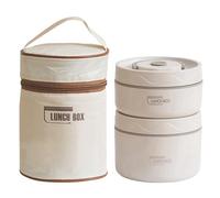 YIMINI Lunch Box in Acciaio Inossidabile 304, Cestino termico per il pranzo con Borsa Termica, Termico Portatile Multifunzione, Adatto per il lavoro, la scuola, le cene all'aperto (Beige)
