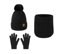 YIMINI Set Cappello, Sciarpa e Guanti Touchscreen Donna, 3 Pezzi Invernali, Regalo Natale e Ideea Regalo Inverno (Nero)