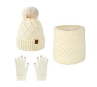 YIMINI Set Cappello, Sciarpa e Guanti Touchscreen Donna, 3 Pezzi Invernali, Regalo Natale e Ideea Regalo Inverno