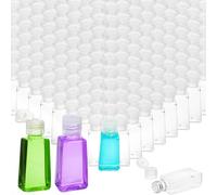 YIMITEE Confezione da 100 bottiglie di plastica da viaggio da 28,3 g, con tappo a scatto, vuote, ricaricabili, mini flaconi trasparenti per disinfettante per le mani, piccoli contenitori per campioni