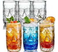 YIMITEE Confezione da 6 bicchieri Tiki, 473,6 ml, trasparenti, esotici zombie, bicchieri da cocktail in stile hawaiano, carini bicchieri da cocktail vecchio stile per bevande tropicali Isole Mai Tai