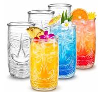 YIMITEE Set di 6 bicchieri Tiki trasparenti da 470 ml, tazze da cocktail Tiki esotiche, tazze esotiche zombie, bicchieri tropicali per bevande isolane, bar, feste hawaiane, decorazioni per Halloween