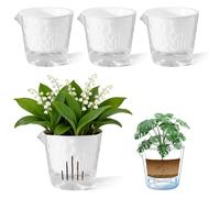 Yimomoyi Set di 4 vasi per erbe aromatiche da cucina, autoirriganti, con sistema di irrigazione, vaso autoirrigante, grande con serbatoio di acqua trasparente, vaso di basilico, vaso di fiori, bianco