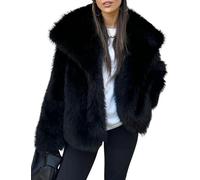 Yimoon Cappotto da donna in pelliccia sintetica con risvolto aperto sul davanti, soffice giacca a pelo lungo invernale caldo cappotto peloso