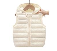 Yimutian Bambini Bambino Gilet Piumini Inverno Cappotto con Cappuccio Smanicato Giacche Leggero Gilet in Cotone Per Ragazze Ragazzi Bianco 110
