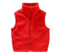 Yimutian Gilet in Pile Polare per Bambini e Bambine Giacca senza Maniche, con Colletto Alto, con Cerniera, per Ragazzi Ragazze Rosso 150