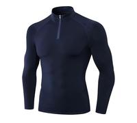 Yimutian Maglia Termica Uomo, Maglia a Compressione Manica Lunga con 1/2 Zip, Maglietta da Corsa in Pile da Fitness Ciclismo Palestra Navy M