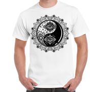 Yin And Yang Mandala Hipster Tattoo Stampa Grande Uomo T-Shirt